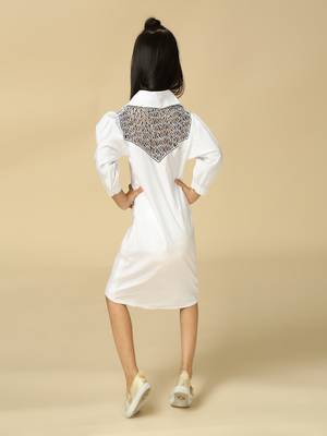 White plain cotton dress 4