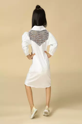 White plain cotton dress
