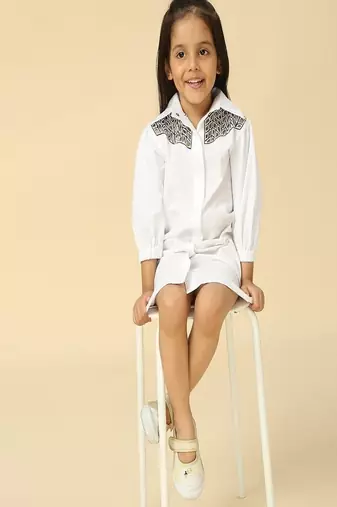 White plain cotton dress