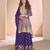 new blue high low style wedding wear georgette salwar suit for women