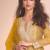 new yellow high low style wedding wear georgette salwar suit for women