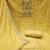 Women's yellow unstitched thread sequence embroidery pure cotton silk dress material 