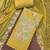 Women's yellow unstitched thread sequence embroidery pure cotton silk dress material 