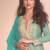 new sky blue high low style wedding wear georgette salwar suit for women