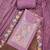 Women's levender unstitched thread sequence embroidery pure cotton silk dress material 