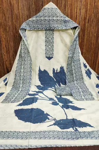 Women's multi print and daimond work cotton dress material
