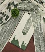 Women's multi unstitched print and daimond work cotton dress material
