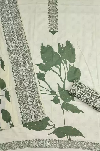 Women's multi print and daimond work cotton dress material