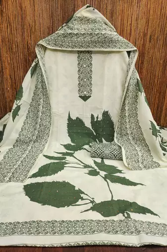 Women's multi print and daimond work cotton dress material
