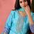 Women's blue colour kurta set traditional stitched top bottom & dupatta 