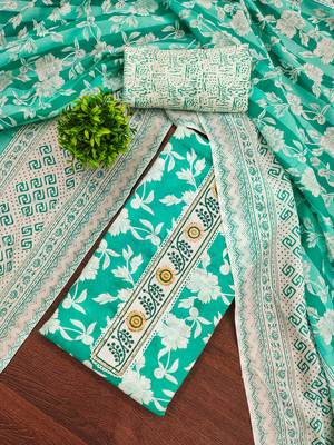 Women's multi print & handwork cotton dress material 1