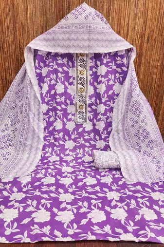Women's multi print & handwork cotton dress material
