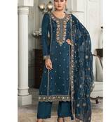 latest munda silk blue straight suit for women wear