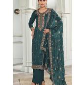 latest munda silk teal straight suit for women wear