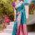Aqua Blue Heavy Satin Banarasi silk blend Saree
