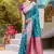 Aqua Blue Heavy Satin Banarasi silk blend Saree