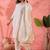 Women's white colour kurta set pants stitched and woven dupatta set 