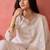 Women's white colour kurta set pants stitched and woven dupatta set 