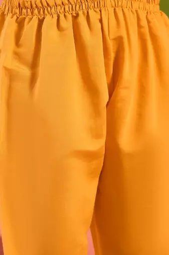 Women's yellow colour kurta set pants stitched and woven dupatta set