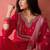 Women's maroon colour kurta set pants stitched and woven dupatta set 