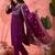 Women's purple colour kurta set pants stitched and woven dupatta set 
