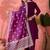 Women's purple colour kurta set pants stitched and woven dupatta set 