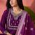 Women's purple colour kurta set pants stitched and woven dupatta set 