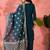 Women's teal colour kurta set pants stitched and woven dupatta set 