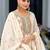 heavy chinon white embroidery worked palazzo suit for women