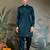 Turquoise silk thead & sequins embroidered with real mirror work wedding festival party wear straight kurta pant koti