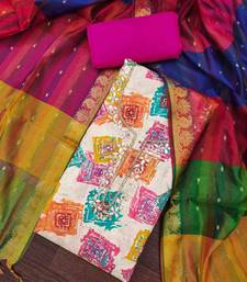 Multi modal cotton print handwork unstitched dress material