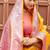 Yellow Heavy Satin Banarasi silk blend Saree