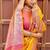 Yellow Heavy Satin Banarasi silk blend Saree