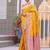Yellow Heavy Satin Banarasi silk blend Saree
