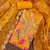 Mustard organza print handwork unstitched dress material