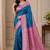Blue Heavy Satin Banarasi silk blend Saree