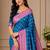 Blue Heavy Satin Banarasi silk blend Saree
