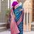 Blue Heavy Satin Banarasi silk blend Saree
