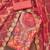 Pink organza print handwork unstitched dress material