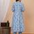 Blue floral printed angrakha kurta with palazzo & dupatta