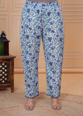 Blue floral printed angrakha kurta with palazzo & dupatta 4