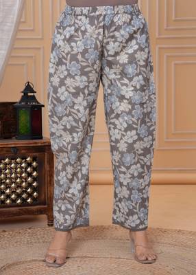 Brown floral printed angrakha kurta with palazzo & dupatta 4