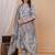 Brown floral printed angrakha kurta with palazzo & dupatta