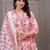 Cream floral printed angrakha kurta with palazzo & dupatta