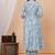 Sky blue floral printed angrakha kurta with palazzo & dupatta