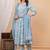 Sky blue floral printed angrakha kurta with palazzo & dupatta