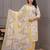 Yellow floral printed  stright kurta trouser set with printed dupatta