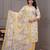Yellow floral printed  stright kurta trouser set with printed dupatta