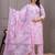 Baby pink floral printed  stright kurta trouser set with printed dupatta
