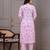 Baby pink floral printed  stright kurta trouser set with printed dupatta